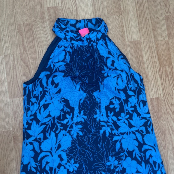 EUC Lilly Pulitzer Blue Donita Floral Halter  Maxi Dress Size 14 - Picture 5 of 8